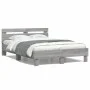 Sonoma gray engineered wood bed with headboard 120x200 cm by , Beds and slatted bases - Ref: Foro24-3207432, Price: 126,78 €,...