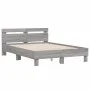 Sonoma gray engineered wood bed with headboard 120x200 cm by , Beds and slatted bases - Ref: Foro24-3207432, Price: 126,78 €,...