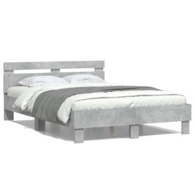 Concrete gray engineered wood bed with headboard 120x190 cm by , Beds and slatted bases - Ref: Foro24-3207451, Price: 152,76 ...