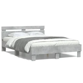 Concrete gray engineered wood bed with headboard 120x190 cm by , Beds and slatted bases - Ref: Foro24-3207451, Price: 150,03 ...