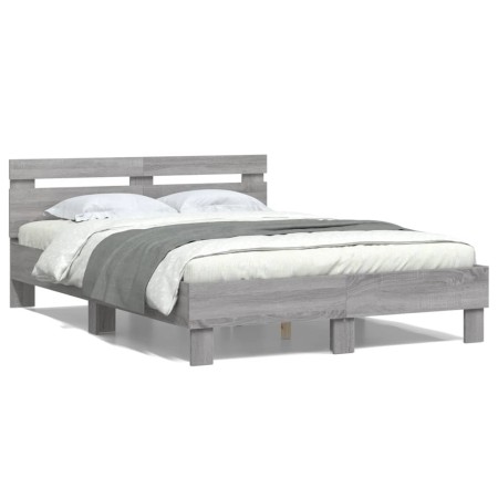 Sonoma-graues Holzwerkstoffbett mit Kopfteil 120 x 190 cm von , Betten und Lattenroste - Ref: Foro24-3207453, Preis: 130,72 €...