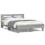 Sonoma gray engineered wood bed with headboard 120x190 cm by , Beds and slatted bases - Ref: Foro24-3207453, Price: 128,78 €,...