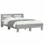 Sonoma gray engineered wood bed with headboard 120x190 cm by , Beds and slatted bases - Ref: Foro24-3207453, Price: 128,78 €,...