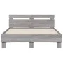 Sonoma gray engineered wood bed with headboard 120x190 cm by , Beds and slatted bases - Ref: Foro24-3207453, Price: 128,78 €,...