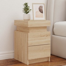 Bedside table with LED lights Sonoma oak 35x39x55 cm by , Nightstands - Ref: Foro24-836753, Price: 78,15 €, Discount: %