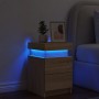 Bedside table with LED lights Sonoma oak 35x39x55 cm by , Nightstands - Ref: Foro24-836753, Price: 78,15 €, Discount: %