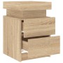 Bedside table with LED lights Sonoma oak 35x39x55 cm by , Nightstands - Ref: Foro24-836753, Price: 78,15 €, Discount: %