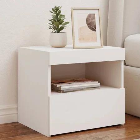 Mesitas de noche con luces LED 2 unidades blanco 50x40x45 cm de , Mesitas de noche - Ref: Foro24-836764, Precio: 113,07 €, De...