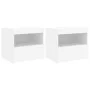 Mesitas de noche con luces LED 2 unidades blanco 50x40x45 cm de , Mesitas de noche - Ref: Foro24-836764, Precio: 113,07 €, De...