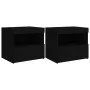 Bedside tables with LED lights, 2 units, black, 50x40x45 cm by , Nightstands - Ref: Foro24-836766, Price: 103,47 €, Discount: %