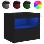 Bedside tables with LED lights, 2 units, black, 50x40x45 cm by , Nightstands - Ref: Foro24-836766, Price: 104,97 €, Discount: %