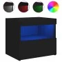 Bedside tables with LED lights, 2 units, black, 50x40x45 cm by , Nightstands - Ref: Foro24-836766, Price: 103,47 €, Discount: %