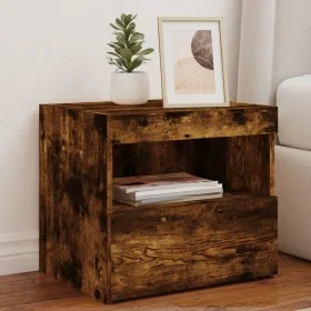 Bedside tables with LED lights 2 units smoked oak 50x40x45 cm by , Nightstands - Ref: Foro24-836772, Price: 87,97 €, Discount: %