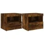 Bedside tables with LED lights 2 units smoked oak 50x40x45 cm by , Nightstands - Ref: Foro24-836772, Price: 87,97 €, Discount: %