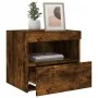 Bedside tables with LED lights 2 units smoked oak 50x40x45 cm by , Nightstands - Ref: Foro24-836772, Price: 87,97 €, Discount: %