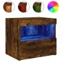 Bedside tables with LED lights 2 units smoked oak 50x40x45 cm by , Nightstands - Ref: Foro24-836772, Price: 87,97 €, Discount: %
