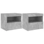 Bedside tables with LED lights 2 pcs concrete gray 50x40x45 cm by , Nightstands - Ref: Foro24-836770, Price: 78,48 €, Discoun...