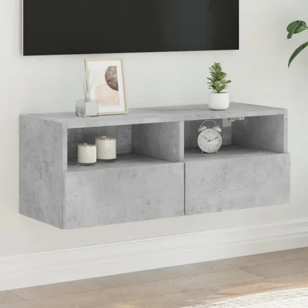 Wall-mounted TV unit in gray concrete engineered wood, 80x30x30 cm by , TV Furniture - Ref: Foro24-836874, Price: 43,14 €, Di...