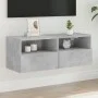 Wall-mounted TV unit in gray concrete engineered wood, 80x30x30 cm by , TV Furniture - Ref: Foro24-836874, Price: 43,14 €, Di...