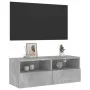 Wall-mounted TV unit in gray concrete engineered wood, 80x30x30 cm by , TV Furniture - Ref: Foro24-836874, Price: 43,14 €, Di...