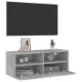 Wall-mounted TV unit in gray concrete engineered wood, 80x30x30 cm by , TV Furniture - Ref: Foro24-836874, Price: 43,14 €, Di...