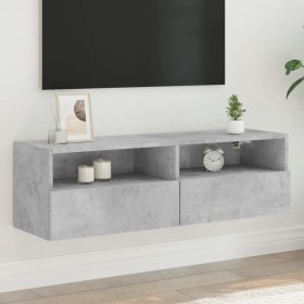 Wall-mounted TV unit in gray concrete engineered wood, 100x30x30 cm by , TV Furniture - Ref: Foro24-836888, Price: 54,07 €, D...