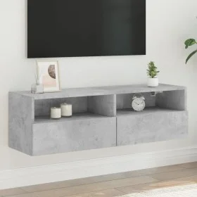 Wall-mounted TV unit in gray concrete engineered wood, 100x30x30 cm by , TV Furniture - Ref: Foro24-836888, Price: 53,30 €, D...