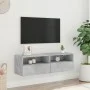 Wall-mounted TV unit in gray concrete engineered wood, 100x30x30 cm by , TV Furniture - Ref: Foro24-836888, Price: 53,30 €, D...