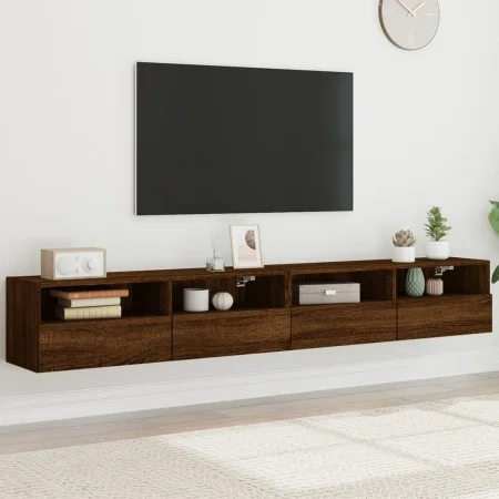 Wall-mounted TV units 2 pieces oak wood brown 100x30x30 cm by , TV Furniture - Ref: Foro24-836895, Price: 110,85 €, Discount: %
