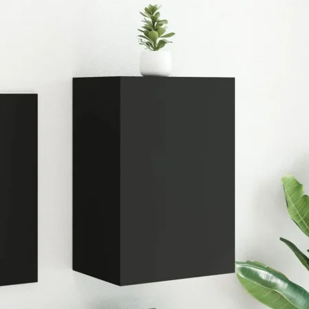 Engineered wood black wall TV stand 40.5x30x60 cm by , TV Furniture - Ref: Foro24-836912, Price: 43,64 €, Discount: %