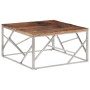 Mesa de centro de acero inoxidable plateado y madera maciza de , Mesas de centro - Ref: Foro24-349949, Precio: 136,45 €, Desc...
