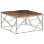 Mesa de centro de acero inoxidable plateado y madera maciza de , Mesas de centro - Ref: Foro24-349949, Precio: 134,82 €, Desc...