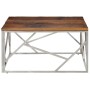 Mesa de centro de acero inoxidable plateado y madera maciza de , Mesas de centro - Ref: Foro24-349949, Precio: 136,45 €, Desc...