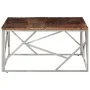 Mesa de centro de acero inoxidable plateado y madera maciza de , Mesas de centro - Ref: Foro24-349949, Precio: 134,82 €, Desc...