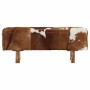 Banco de cuero de cabra auténtico marrón y blanco 110x30x45 cm