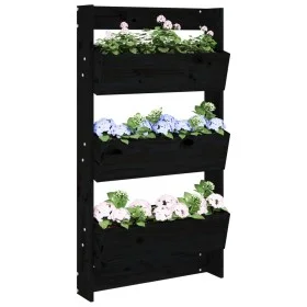 3-stöckiges Wandpflanzgefäß Kiefernholz schwarz 60x18,5x110 cm von , Töpfe und Pflanzgefäße - Ref: Foro24-825118, Preis: 86,4...