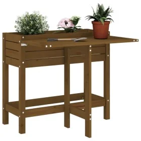 Planter with folding lid made of solid pine wood in honey brown. by , Pots and planters - Ref: Foro24-825124, Price: 96,75 €,...