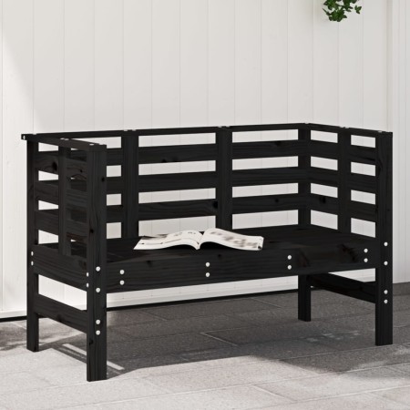 Banco de jardín madera maciza de pino negro 111,5x53x71 cm de , Bancos de jardín - Ref: Foro24-825139, Precio: 78,58 €, Descu...