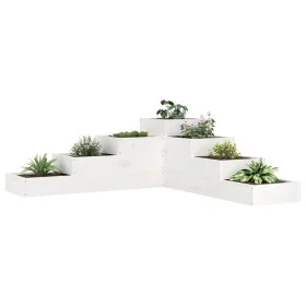 Jardinera 4 niveles madera maciza pino blanca 106x104,5x36 cm de , Maceteros y jardineras - Ref: Foro24-825325, Precio: 98,78...