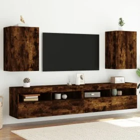 Wall-mounted TV furniture, set of 2, smoked oak wood, 40.5x30x60 cm by , TV Furniture - Ref: Foro24-836919, Price: 65,64 €, D...
