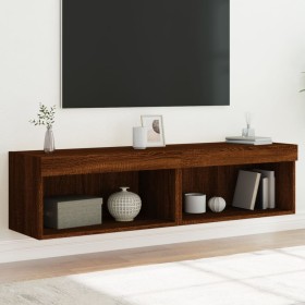 Muebles de TV con luces LED 2 uds marrón roble 60x30x30 cm