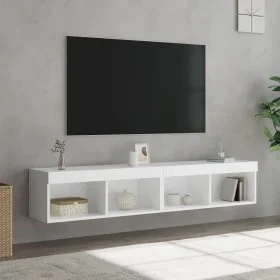 TV cabinets with LED lights 2 units white 80x30x30 cm by , TV Furniture - Ref: Foro24-837142, Price: 72,82 €, Discount: %