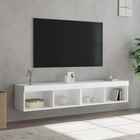 TV-Möbel mit LED-Leuchten 2 Stück weiß 80x30x30 cm von , TV-Möbel - Ref: Foro24-837142, Preis: 73,96 €, Rabatt: %