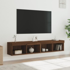 Muebles de TV con luces LED 2 uds marrón roble 80x30x30 cm