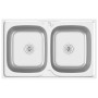 Fregadero de cocina doble seno acero inoxidable 800x500x155 mm
