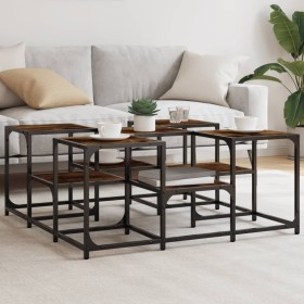 Engineered wood smoked oak coffee table 91x91x40 cm by , Coffee table - Ref: Foro24-839075, Price: 56,46 €, Discount: %