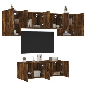Wall-mounted TV furniture set, 6 pieces, engineered wood, smoked oak. by , TV Furniture - Ref: Foro24-3216443, Price: 184,83 ...