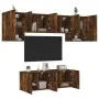 Wall-mounted TV furniture set, 6 pieces, engineered wood, smoked oak. by , TV Furniture - Ref: Foro24-3216443, Price: 185,05 ...