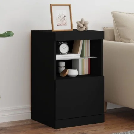 Black sideboard with LED lights 41x37x67 cm by , Sideboards - Ref: Foro24-836680, Price: 59,24 €, Discount: %
