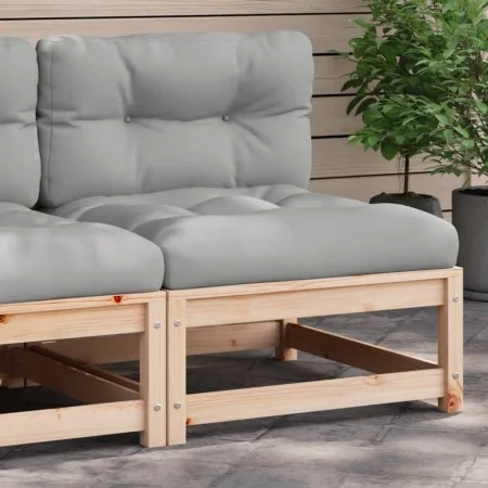 Garden sofa without armrests with solid pine wood cushions by , Modular outdoor sofas - Ref: Foro24-838078, Price: 102,64 €, ...
